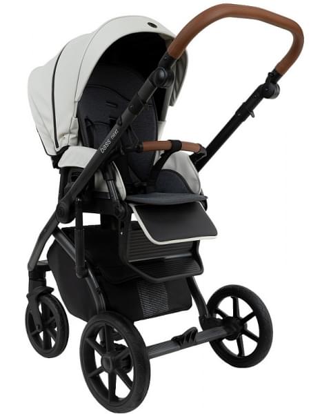 Детская коляска Roan Bass Next Кожа 2.0 3 в 1 с автокреслом Tutis Elo Lux EduSky Black BNL/70/2 Island Stone /Black/ руч.Коричневый