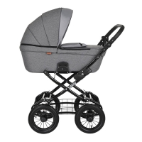 Коляска-люлька Pituso Leticia Classic / колеса d12, Grey + Кожа Grey Metalic (Серый)