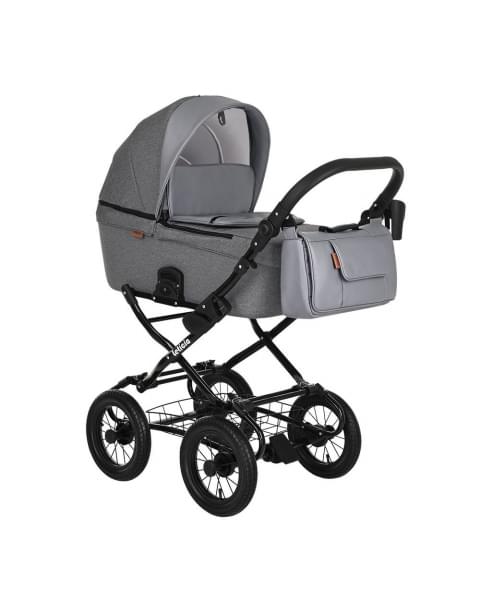 Коляска-люлька Pituso Leticia Classic / колеса d12, Grey + Кожа Grey Metalic (Серый)