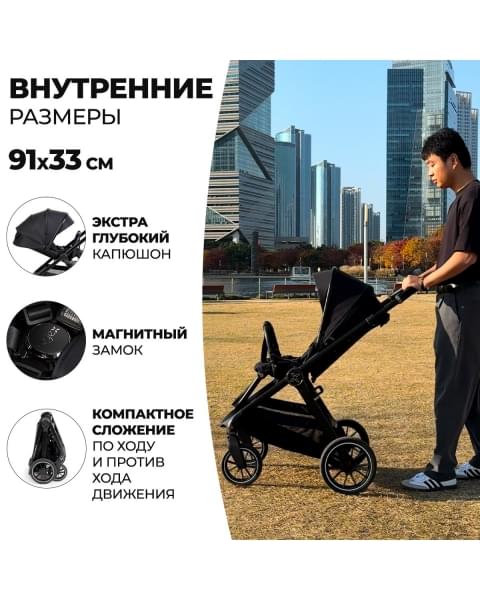 Коляска 2 в 1 Agex Prima Pro, Black (Черный)