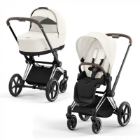 Коляска 2 в 1 Cybex Priam IV Platinum Collection шасси Chrome Brown, Off White (Белый)