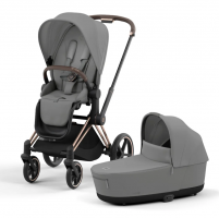 Коляска 2 в 1 Cybex Priam IV шасси Rose Gold, Mirage Grey (Серый)