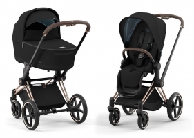 Коляска 2 в 1 Cybex Priam IV шасси Rose Gold, Stardust Black Plus (Черный)