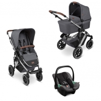 Коляска 3 в 1 ABC-Design Salsa 4 Air 2023, Asphalt / Автокресло Asphalt (Серый / Серый)