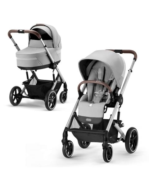 Коляска 3 в 1 Cybex Balios S Lux New 2023 шасси Silver, Lava Grey (Серый / шасси Серебро / с дождевиком)