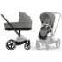 Коляска 3 в 1 Cybex Priam IV Chrome Brown complete и автокресло Aton B2 i-Size Bay Blue Mirage Grey