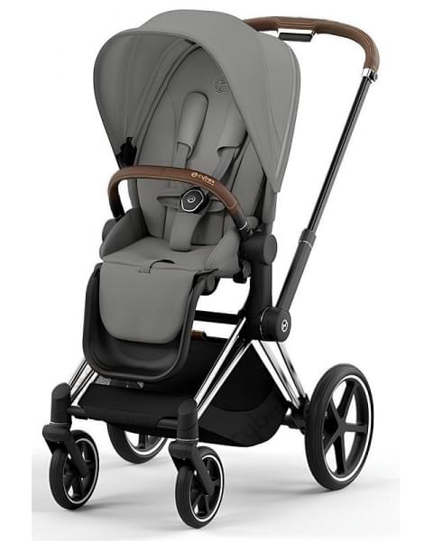 Коляска 3 в 1 Cybex Priam IV Chrome Brown complete и автокресло Aton B2 i-Size Bay Blue Mirage Grey