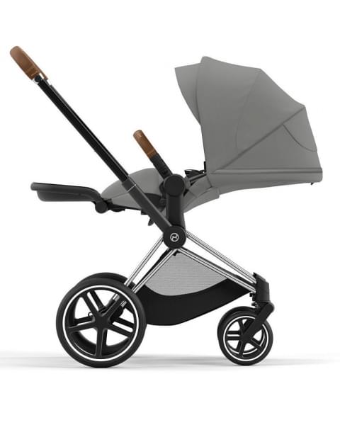 Коляска 3 в 1 Cybex Priam IV Chrome Brown complete и автокресло Aton B2 i-Size Bay Blue Mirage Grey