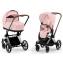 Коляска 3 в 1 Cybex Priam IV Chrome Brown и автокресло Aton B2 i-Size Bay Blue Peach Pink