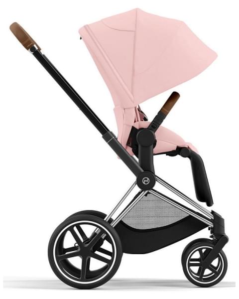 Коляска 3 в 1 Cybex Priam IV Chrome Brown и автокресло Aton B2 i-Size Bay Blue Peach Pink