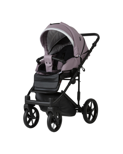 Детская коляска Adamex Rimini Deluxe 3 в 1 RI225A (СВ.СИРЕНЕВАЯ КОЖА+СТАЛЬНАЯ ПЕРЛ.ОТДЕЛКА)