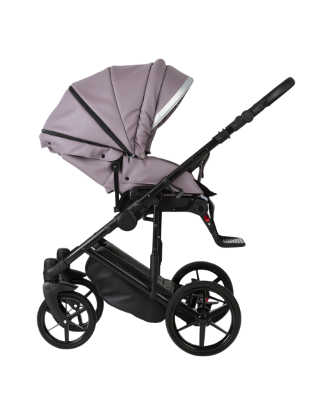 Детская коляска Adamex Rimini Deluxe 3 в 1 RI225A (СВ.СИРЕНЕВАЯ КОЖА+СТАЛЬНАЯ ПЕРЛ.ОТДЕЛКА)