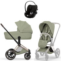 Коляска 3 в 1 Cybex Priam V Rosegold Style Sage Green + Cloud G3 Magic Black