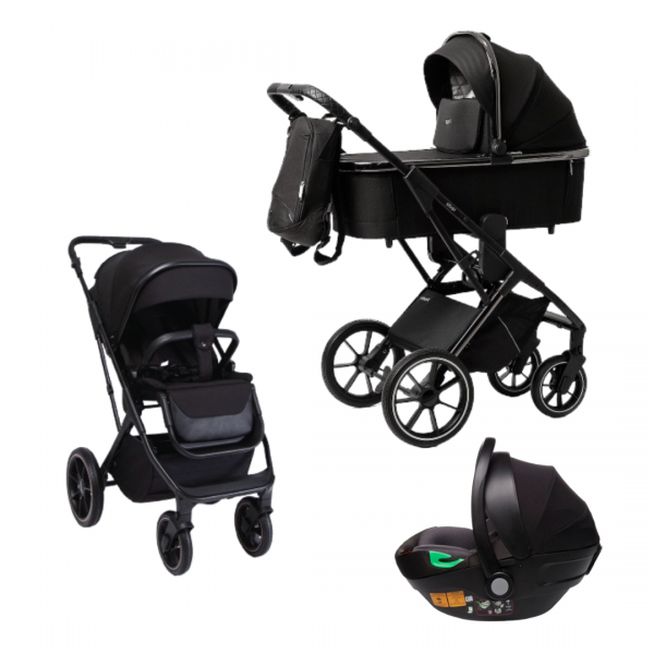 Коляска детская Peppy Tecla 3 в 1 Shadow Black Chrome Edition (Черный)