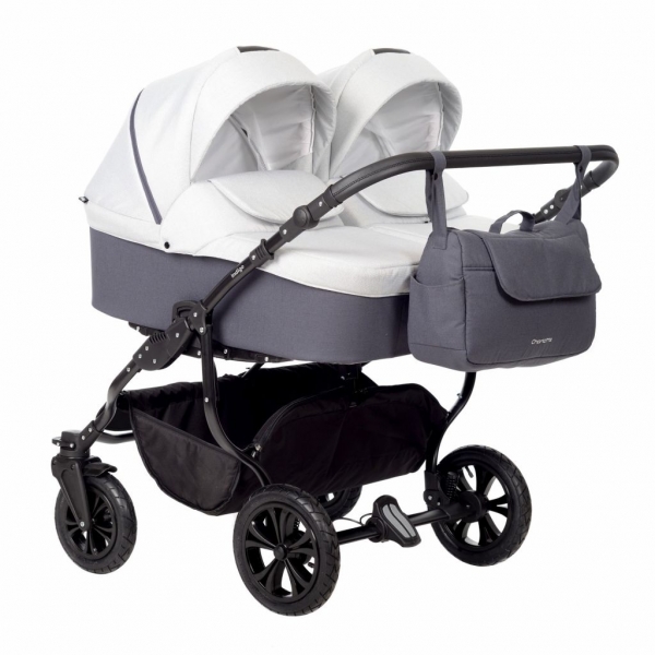 Коляска для двойни 2 в 1 Indigo Charlotte Sity Duo, Cs 05 (Темно-серый + Светло-серый)