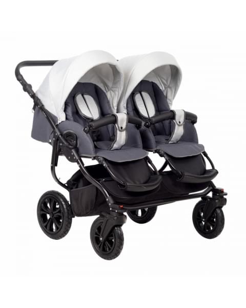 Коляска для двойни 2 в 1 Indigo Charlotte Sity Duo, Cs 05 (Темно-серый + Светло-серый)