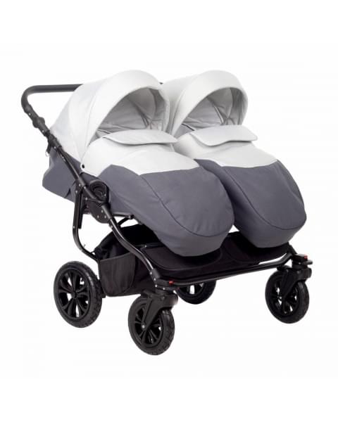 Коляска для двойни 2 в 1 Indigo Charlotte Sity Duo, Cs 05 (Темно-серый + Светло-серый)