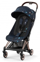 Коляска прогулочная Cybex Coya шасси Rose Gold, FE Jewels of Nature (Синий с принтом)