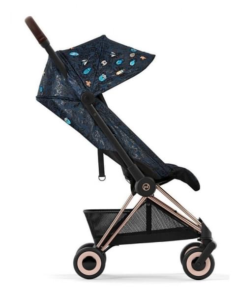 Коляска прогулочная Cybex Coya шасси Rose Gold, FE Jewels of Nature (Синий с принтом)