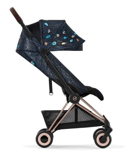 Коляска прогулочная Cybex Coya шасси Rose Gold, FE Jewels of Nature (Синий с принтом)