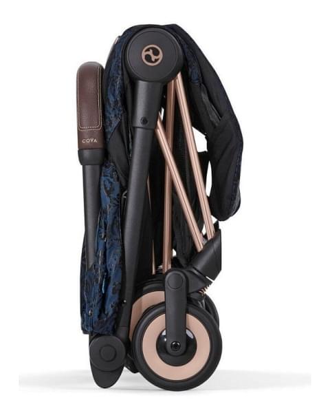Коляска прогулочная Cybex Coya шасси Rose Gold, FE Jewels of Nature (Синий с принтом)