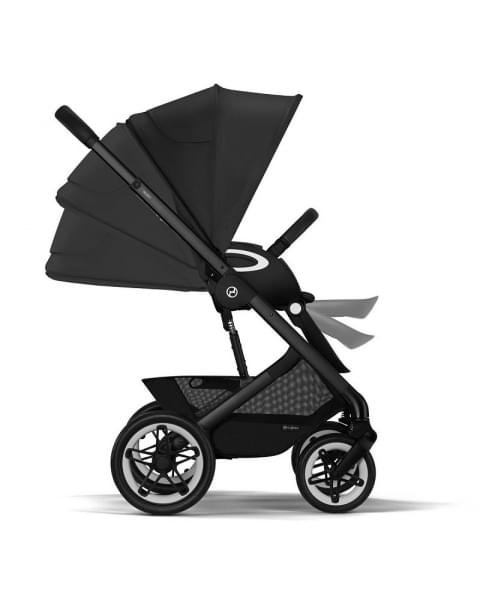 Коляска прогулочная Cybex Talos S Lux шасси BLK (с дождевиком), Moon Black (Черный)