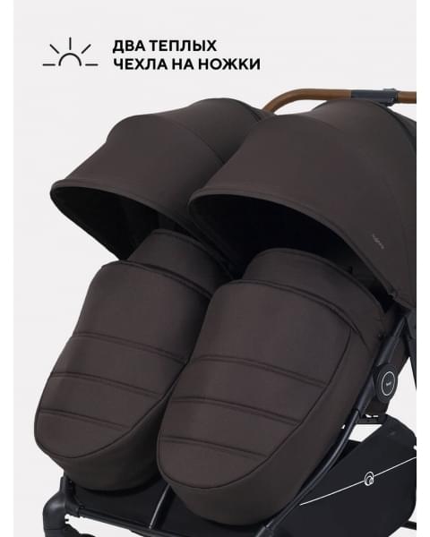 Коляска прогулочная для двойни Rant Twinny Chocolate 2025