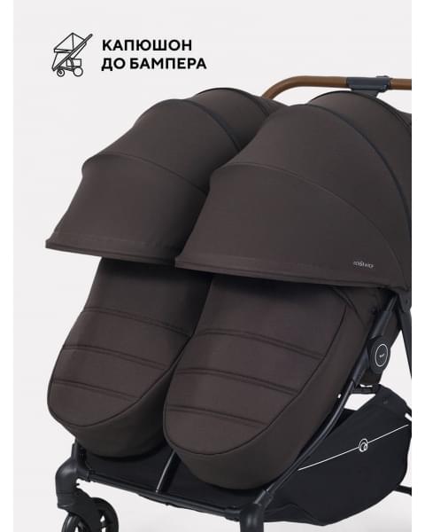 Коляска прогулочная для двойни Rant Twinny Chocolate 2025