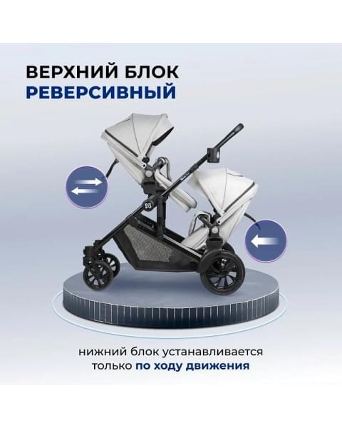 Коляска трансформер Farfello Silva Duo для двойни и погодок светло-серый
