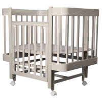 Кровать детская INDIGO Tiny (ложе 100х70, закругленные углы, продольный маятник + колеса) массив б (кашемир-кашемир)