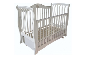 Кровать детская "Luiza-3" (универсальный маятник+колеса, автостенка съемная, ящик) (белый)