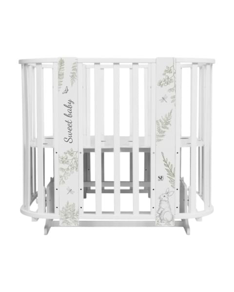 Кровать детская 5 в 1 Sweet Baby Arte белая/заяц