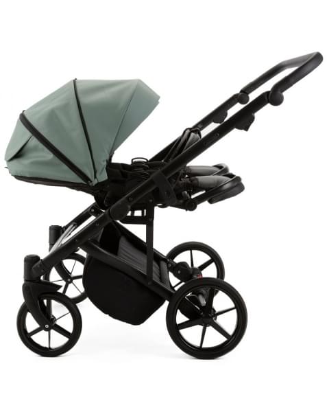 Детская коляска для двойни Adamex Leo Duo Deluxe 2 в 1 DUO-SA20 (СЕРО-ЗЕЛЁНАЯ КОЖА)