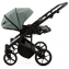 Детская коляска для двойни Adamex Leo Duo Deluxe 2 в 1 DUO-SA20 (СЕРО-ЗЕЛЁНАЯ КОЖА)