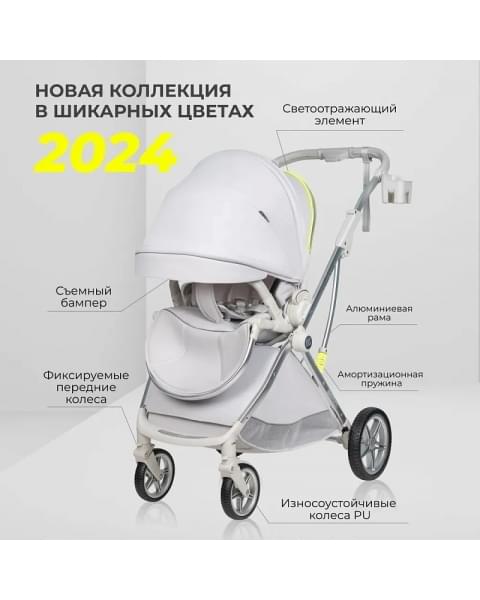Детская прогулочная коляска Farfello Fest Lux Светло-серый/Light grey FL-14 цветная рама