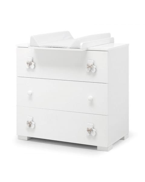 Тумба-комод с пеленальным столом Erbesi Dudu белый/песочный