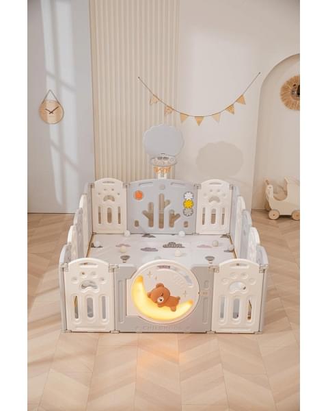 Манеж UNIX Kids DeLuxe Grey,180 x 200 см с игровыми аксессуарами