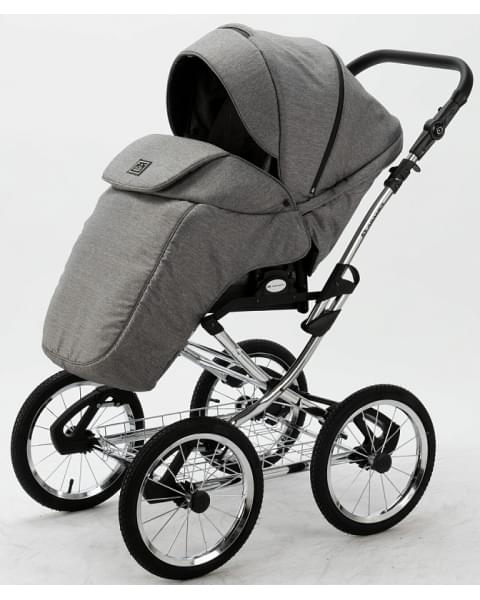 Детская коляска Adamex Porto Retro 3 в 1 PO-PS05 (Т.СЕР+Т.СЕР.КОЖА)