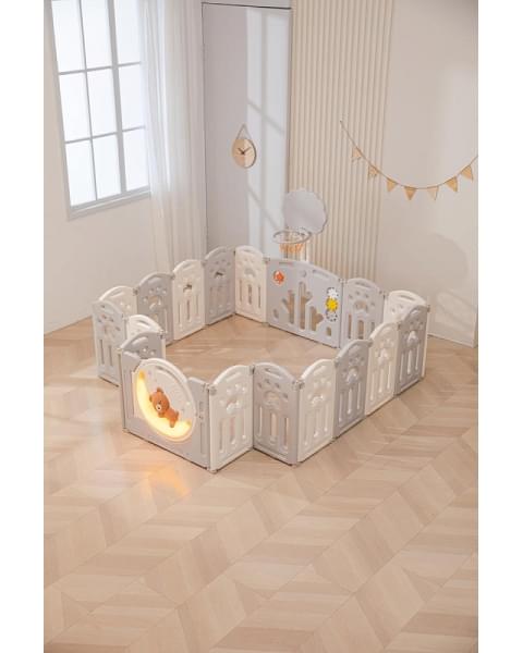 Манеж UNIX Kids DeLuxe Grey,180 x 200 см с игровыми аксессуарами