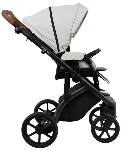 Детская коляска Roan Bass Next Кожа 2.0 3 в 1 с автокреслом Tutis Elo Lux EduSky Black BNL/70/2 Island Stone /Black/ руч.Коричневый