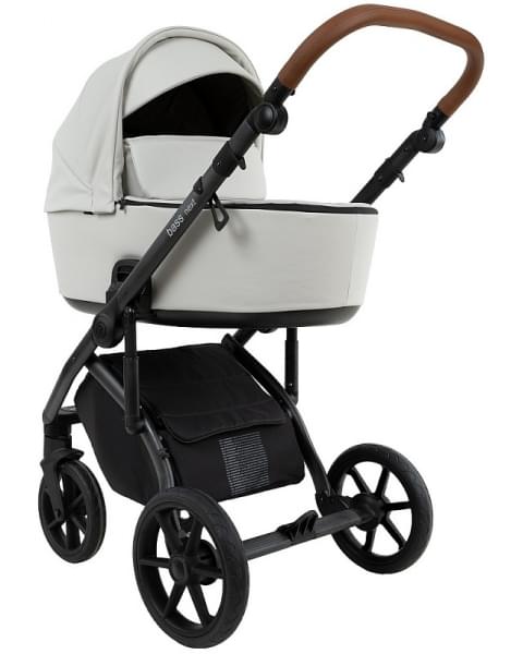 Детская коляска Roan Bass Next Кожа 2.0 3 в 1 с автокреслом Tutis Elo Lux EduSky Black BNL/70/2 Island Stone /Black/ руч.Коричневый