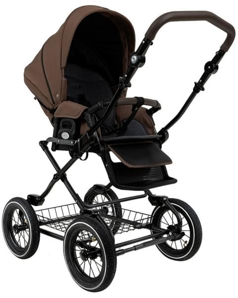 Детская коляска Roan Bass Next Classic 2.0 d12 3 в 1 с автокреслом Tutis Elo Lux EduSky Black BNC/81/2 Mocha Mousse/Black/руч.Cappuccino