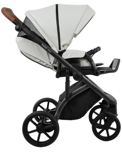 Детская коляска Roan Bass Next Кожа 2.0 3 в 1 с автокреслом Tutis Elo Lux EduSky Black BNL/70/2 Island Stone /Black/ руч.Коричневый