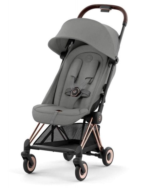 Прогулочная коляска Cybex Coya Mirage Grey с дождевиком и бампером/Rosegold
