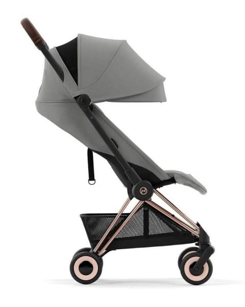 Прогулочная коляска Cybex Coya Mirage Grey с дождевиком и бампером/Rosegold