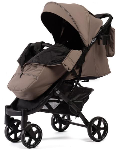 Прогулочная коляска Peppy Polo 2.0 sandstone черная рама, сумка