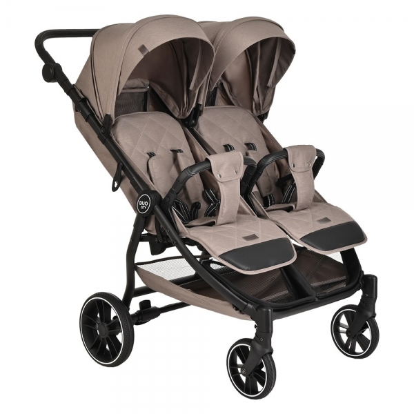 Прогулочная коляска для двойни Pituso Duocity PU 2023, Cappuccino (Коричневый)