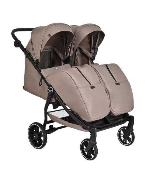 Прогулочная коляска для двойни Pituso Duocity PU 2023, Cappuccino (Коричневый)