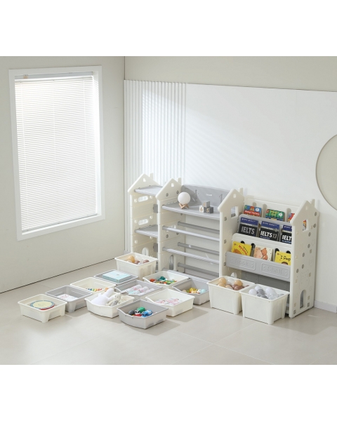 Стеллаж для игрушек и книг UNIX Kids Замок Сastle серый