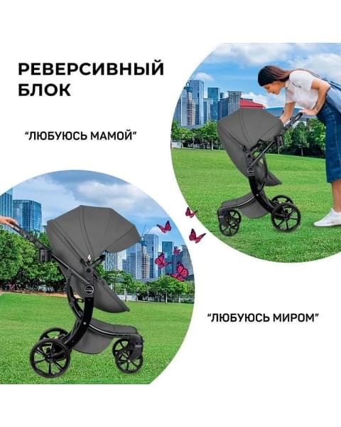 Детская коляска трансформер Farfello Aimile PRO темно-серый A5-6 экокожа